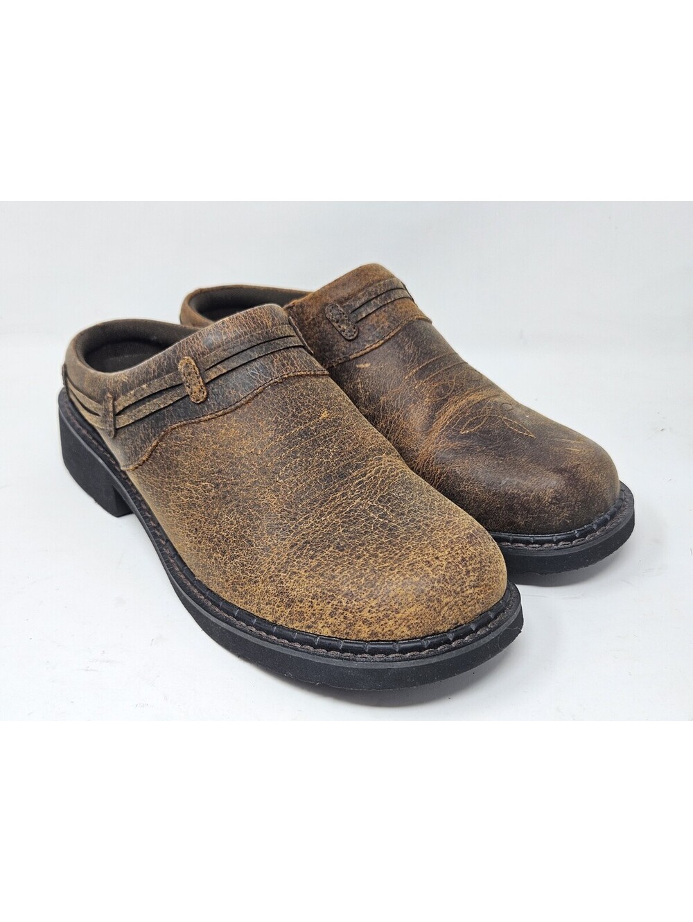 Roper Laces Brown Crazy Horse Leather Slip-On Mule women's size 9